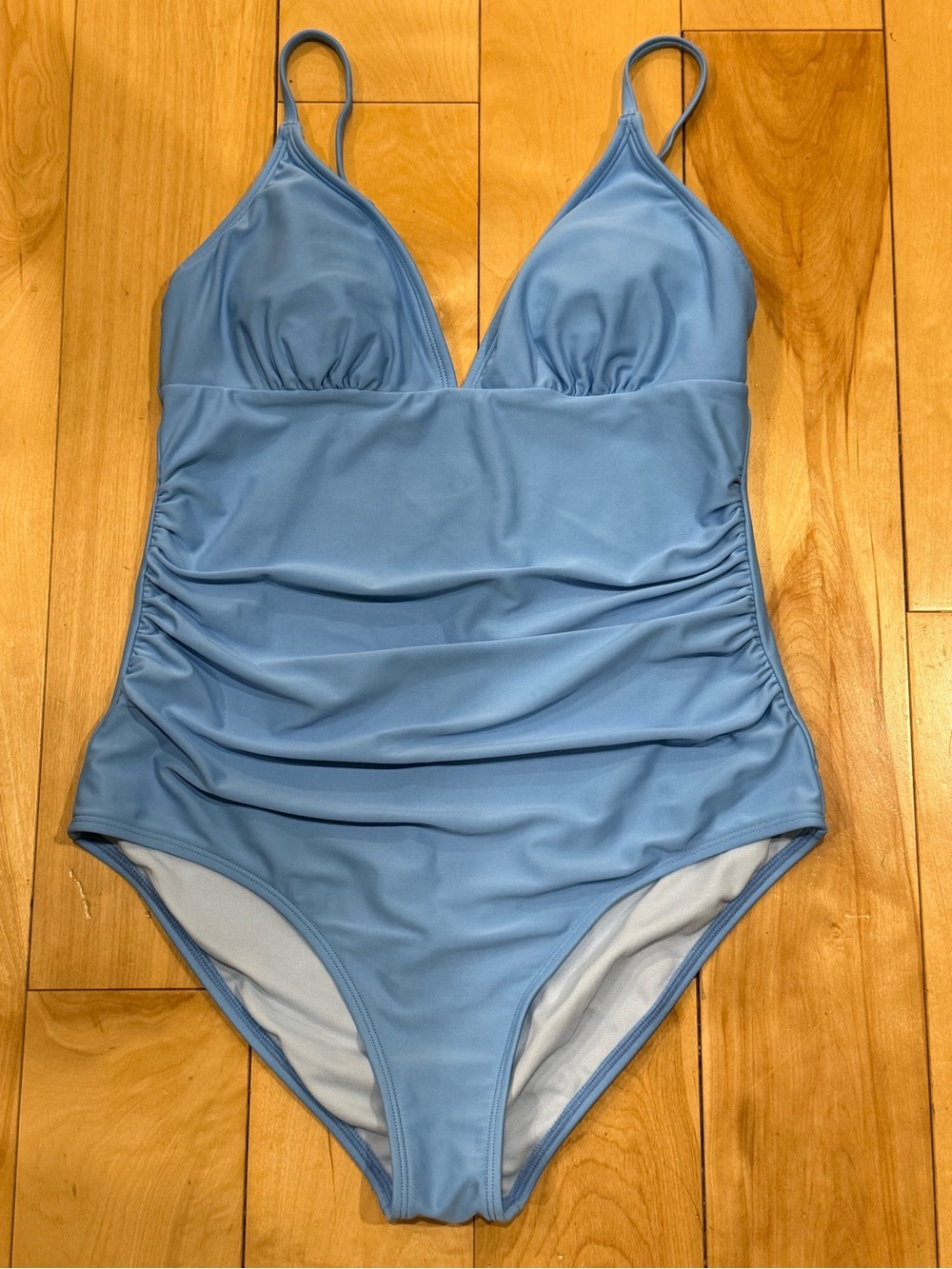 Amazon Light Blue One-Piece Swimsuit with Ruching
